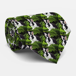 "Classic Charm: The Black and White Bunny Rabbit" Tie
