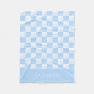 Classic Charming Blue And White Check Customisable Fleece Blanket