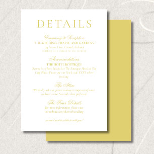 Classic Chartreuse Minimalist Wedding Details Enclosure Card