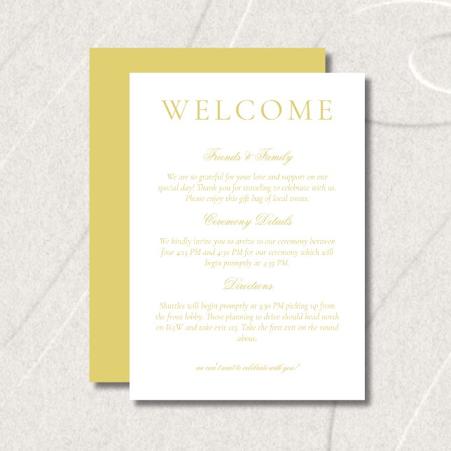 Classic Chartreuse Minimalist Wedding Welcome Program (Classic Chartreuse Minimalist Wedding Welcome Program)