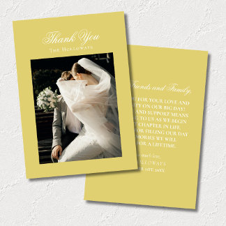 Classic Chartreuse Wedding Photo Thank You Card