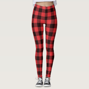 Classic Checked Red and Black Buffalo Plaid Leggings
