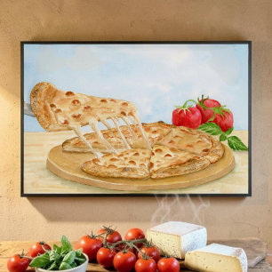 Classic Cheese Pizza Watercolor Poster