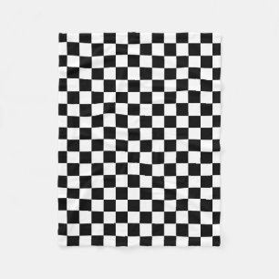 Classic Chequerboard Black White Pattern Fleece Blanket