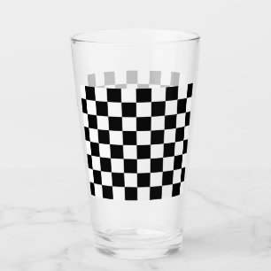 Classic Chequerboard Black White Pattern Glass