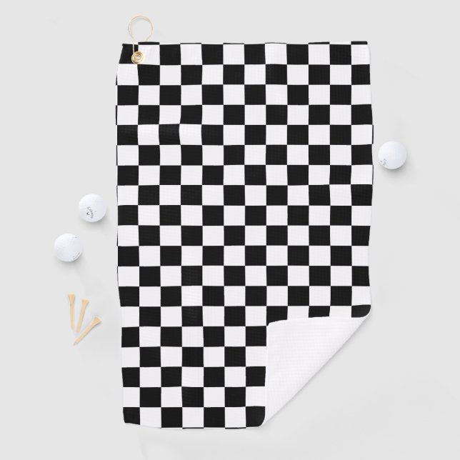 Classic Chequerboard Black White Pattern Golf Towel (InSitu)