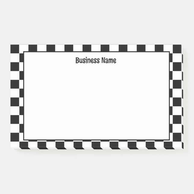 Classic Chequered Black and White Post-It Notes (Front)
