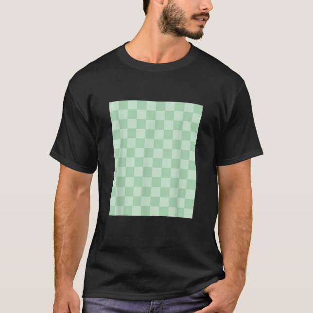 Classic Chequered Chequered Chequerboard Sage Gree T-Shirt (Front)