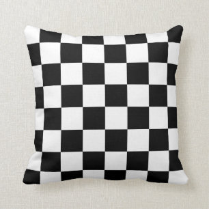 Classic Chequered I Bleed Racing Check Black White Cushion