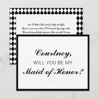Classic Chequered Maid of Honour Proposal Card