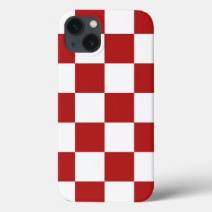 Classic Chequered Red and White Pattern iPhone 13 Case
