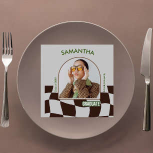 Classic Chequered Retro Graduation Party Tableware Napkin