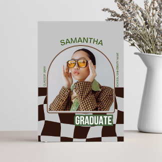Classic Chequered Retro unique Graduation Party  Invitation
