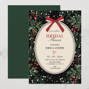 Classic cherry bow bridal shower invitation