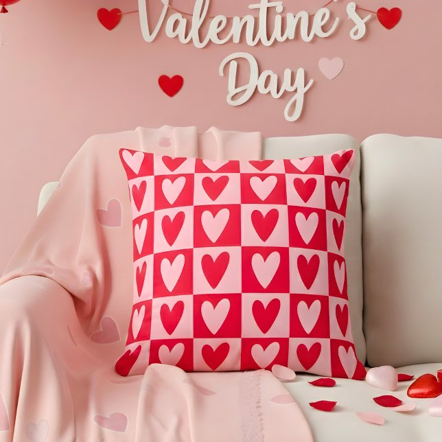 Classic Cherry Red Hearts Valentine Gift Cushion (Creator Uploaded)