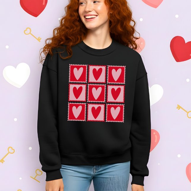 Classic Cherry Red Hearts Valentine’s Gift Sweatshirt (Creator Uploaded)