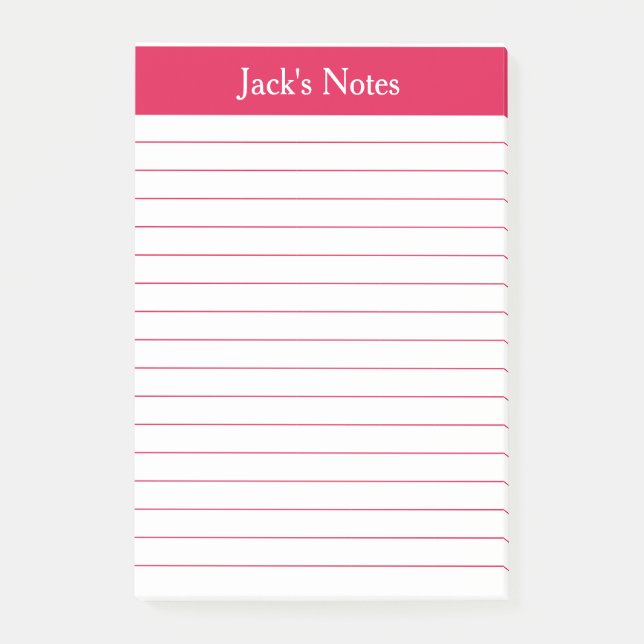Classic Cherry Red Lined Personalised Post-it Notes (Front)