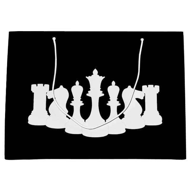 Classic Chess Pieces Black and White Large Gift Bag (Front)