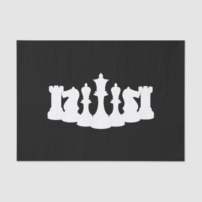 Classic Chess Pieces Black and White Tissue Paper (Front)