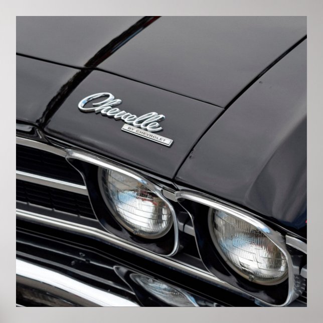 Classic Chevrlot Chevelle on Black Poster (Front)