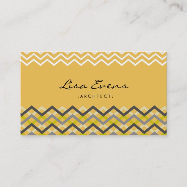 Classic Chevron Pattern Yellow Business Card (Front)