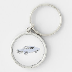 Classic Chevy Chevelle Bowtie Muscle Car Drawing Key Ring
