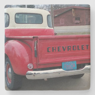 Classic Chevy Pickup Truck Tailgate Limestone Stone Coaster