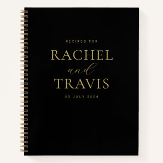 Classic Chic Black and Gold Newlywed Recipe Notebook