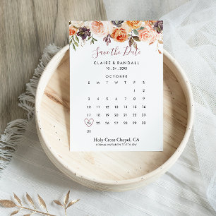 Classic Chic Boho Floral Save the Date Calendar