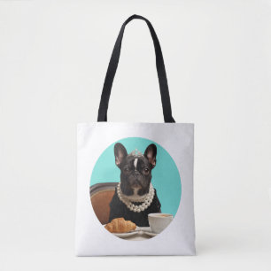 Classic Chic Breakfast Poster–Inspired Pug Art  Tote Bag