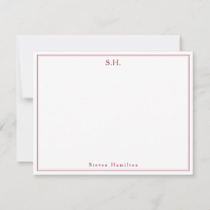 Classic Chic Burgundy Red Monogram Name Minimalist Card