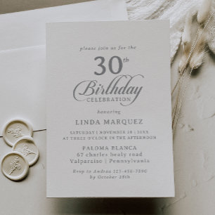 Classic Chic Calligraphy 30th Birthday Party Invitation