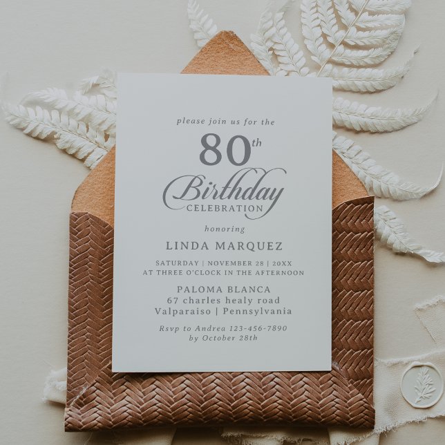 Classic Chic Calligraphy 80th Birthday Party Invitation (Creator Uploaded)