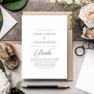 Classic Chic Calligraphy Boda Spanish Wedding Invitation