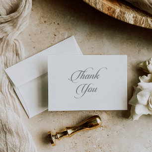 Classic Chic Calligraphy Fat Wedding Thank You Card