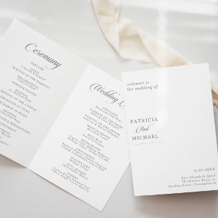 Classic Chic Calligraphy Folded Wedding Program