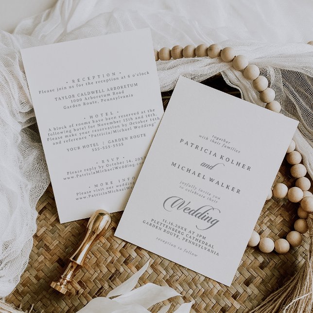 Classic Chic Calligraphy Front and Back Wedding Invitation (Creator Uploaded)