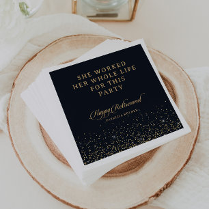 Classic Chic Calligraphy Gold Confetti Retirement  Napkin