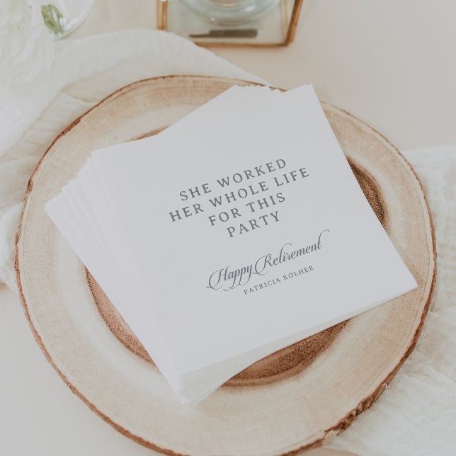Classic Chic Calligraphy Minimal Retirement  Napkin (Creator Uploaded)