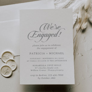 Classic Chic Calligraphy Minimal We're Engaged Invitation