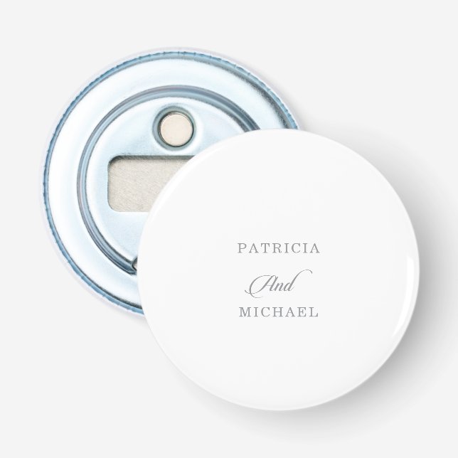Classic Chic Calligraphy Wedding Bottle Opener (Front)