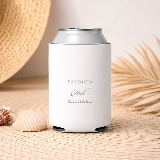 Classic Chic Calligraphy Wedding Can Cooler (Creator Uploaded)