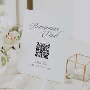 Classic Chic Calligraphy Wedding Honeymoon Fund Pedestal Sign