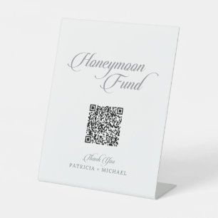 Classic Chic Calligraphy Wedding Honeymoon Fund Pedestal Sign