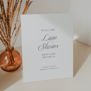 Classic Chic Calligraphy Wedding Love Stories Pedestal Sign
