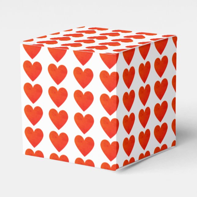 Classic Chic Cute Red Heart Pattern Favour Box (Front Side)