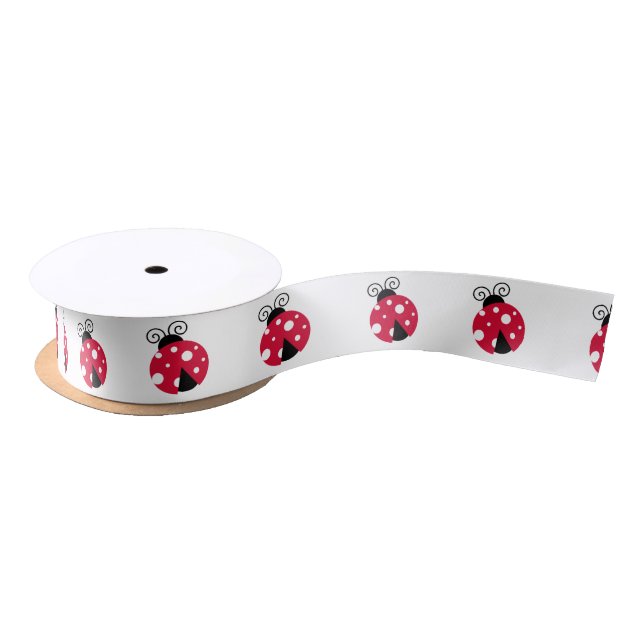 Classic Chic Cute Red Ladybug Pattern Satin Ribbon (Spool)