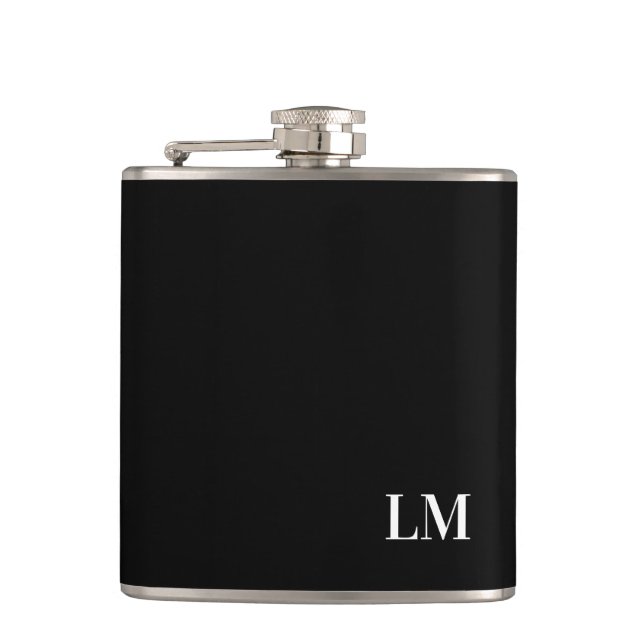Classic Chic Elegant Wedding Monogram Hip Flask (Front)