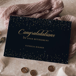 Classic Chic Gold Confetti Calligraphy Retirement Guest Book