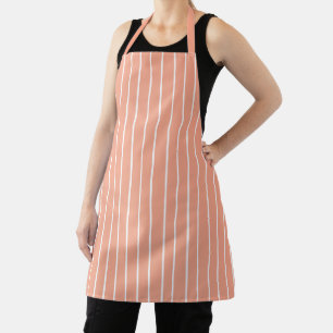 Classic Chic Peach Pink and Thin White Stripes Apron
